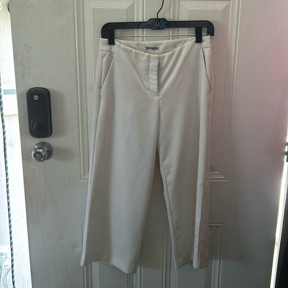 Express White Capri Wide Leg Dress Pants